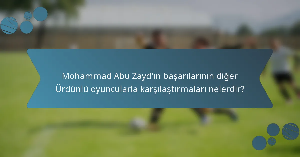 Mohammad Abu Zayd'ın başarılarının diğer Ürdünlü oyuncularla karşılaştırmaları nelerdir?