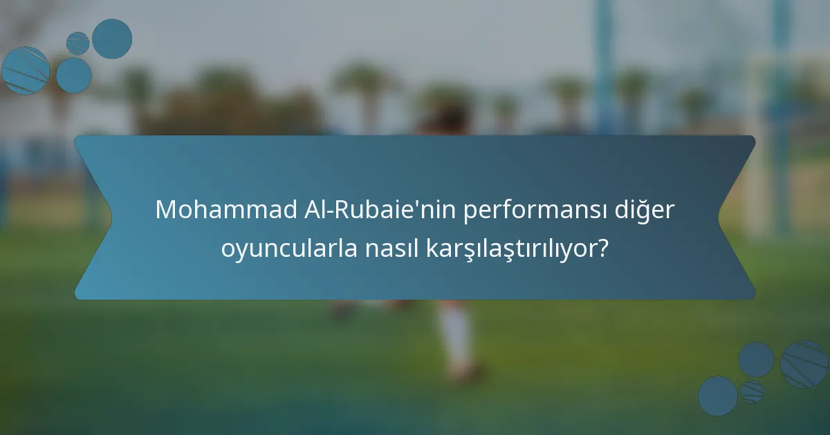 Mohammad Al-Rubaie'nin performansı diğer oyuncularla nasıl karşılaştırılıyor?