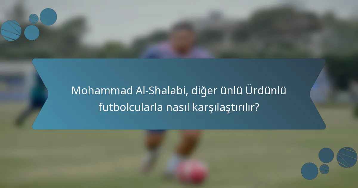 Mohammad Al-Shalabi, diğer ünlü Ürdünlü futbolcularla nasıl karşılaştırılır?