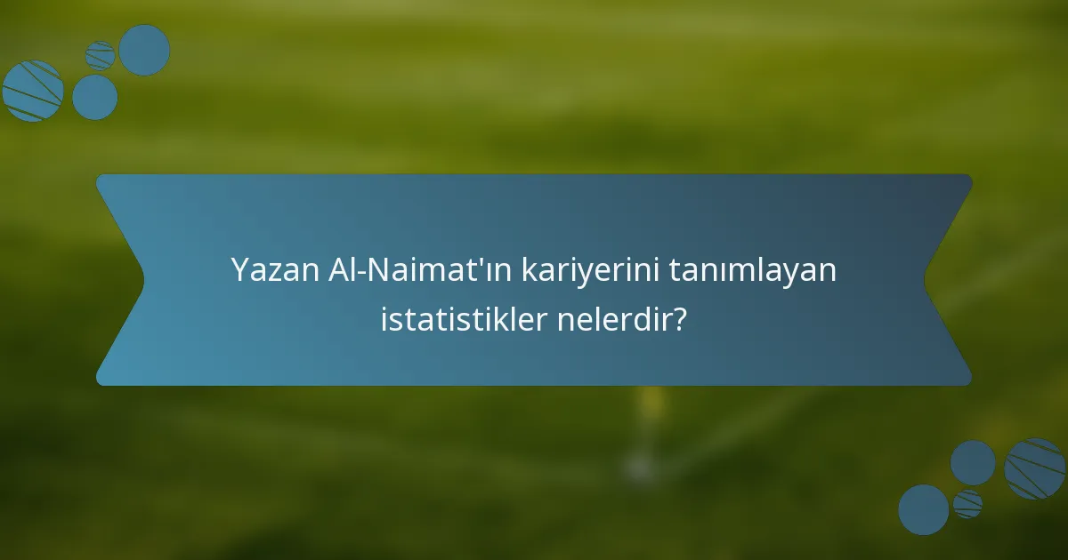 Yazan Al-Naimat'ın kariyerini tanımlayan istatistikler nelerdir?